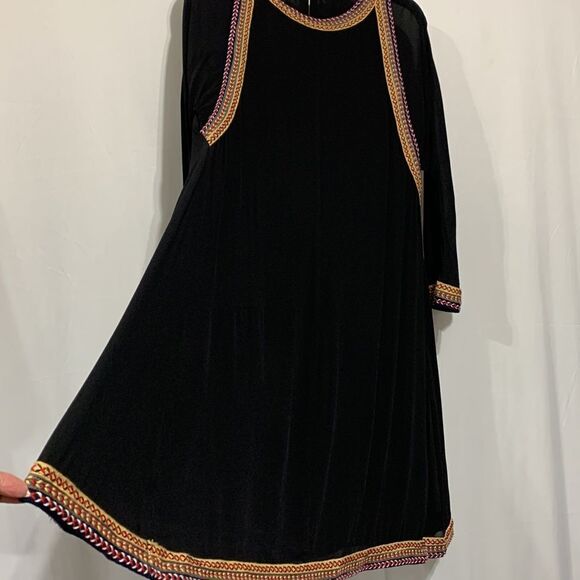 METISU dress keyhole back button closure tribal trim partial lined women’s sz XL - Picture 3 of 13